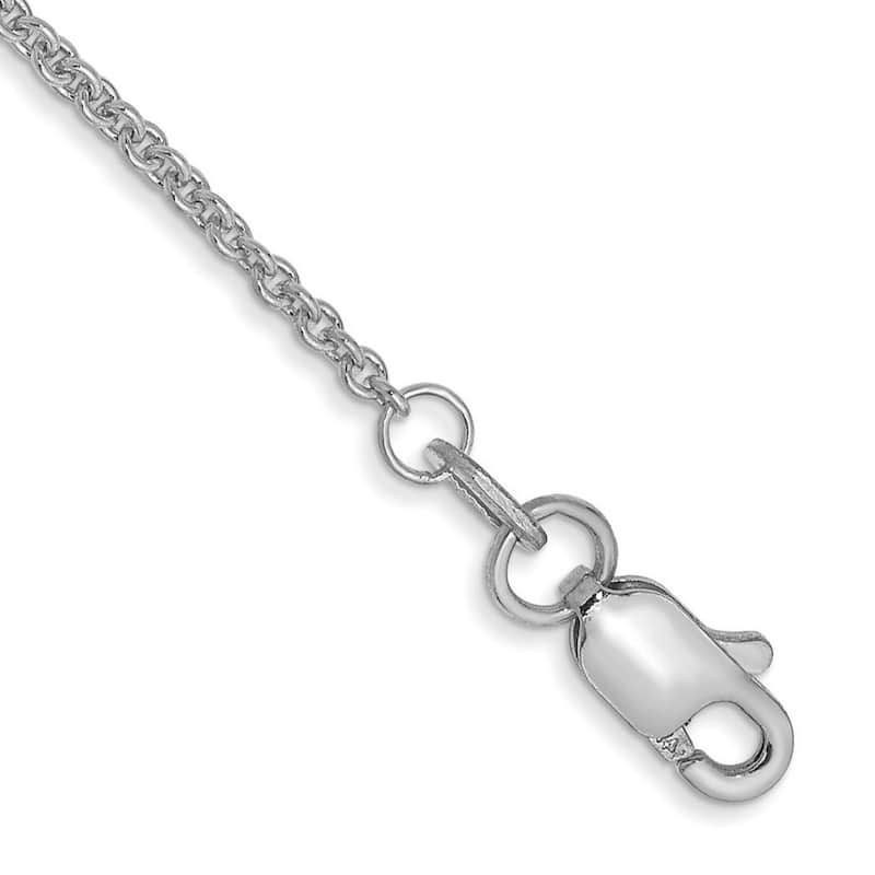 Curata 10k White Gold 9-inch 1.5mm Polished Cable Chain Anklet Ankle Bracelet for Women