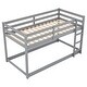 preview thumbnail 18 of 22, Twin Over Twin Floor Bunk Kids Bed Frame with Ladder and Guardrails, White