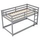 preview thumbnail 6 of 10, Twin Over Twin Solid Wood Floor Bunk Kids Bed with Ladder - Low Design for Safety, Full-Length Guardrails, Easy Assembly, Grey