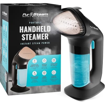 PurSteam SteamPulse Pro Handheld Steamer for Clothes, Portable, Travel Steamer Iron Press Wrinkle Remover with Fabric Brush