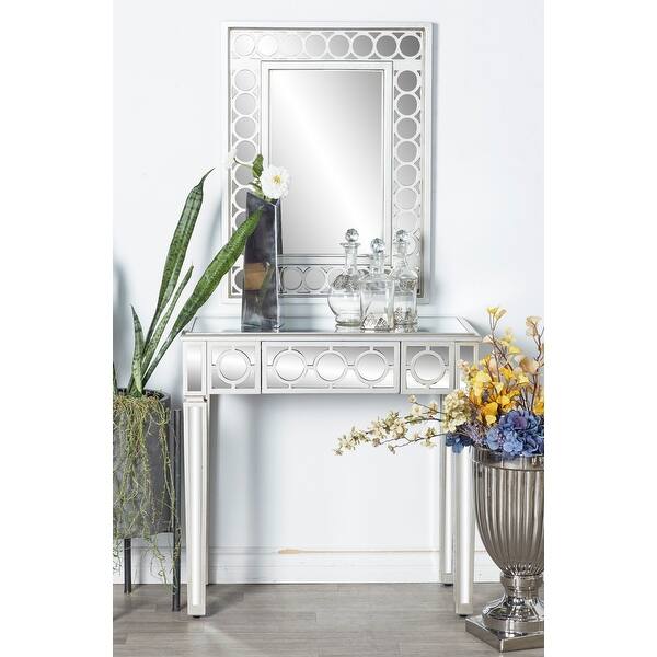 slide 2 of 18, Grey MDF Glam Console Table (Set of 2) - S/2 31"W, 31"H
