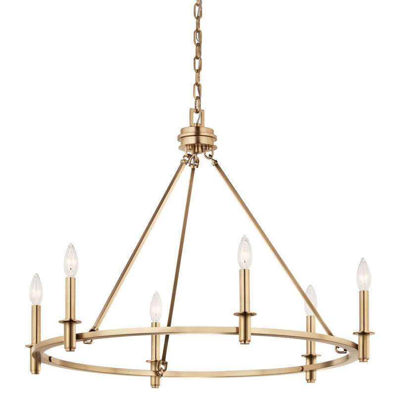 Kichler 52705 Carrick 6 Light 33" Wide Taper Candle Ring Chandelier - Champagne Bronze