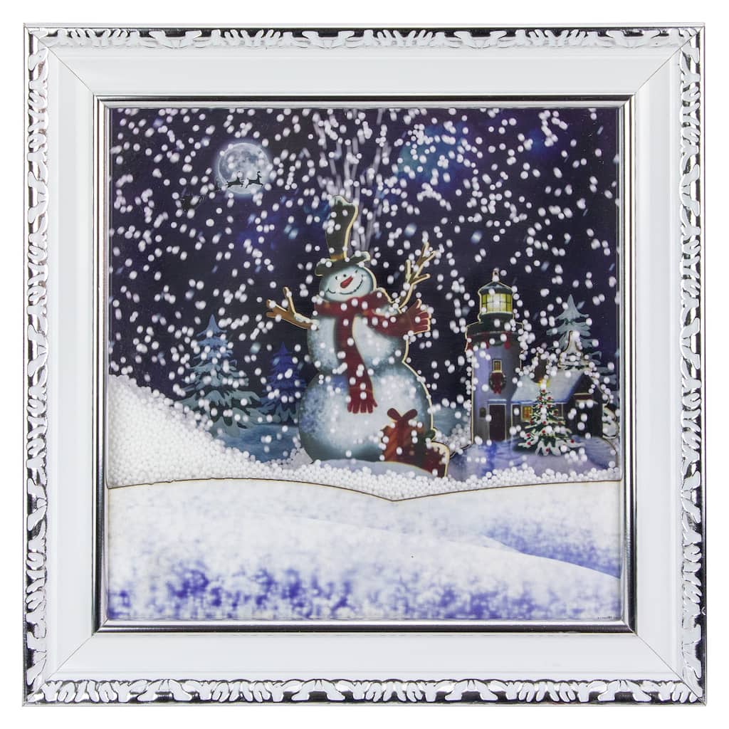 15" LED Lighted Musical Snowing Snowman Wall Plaque