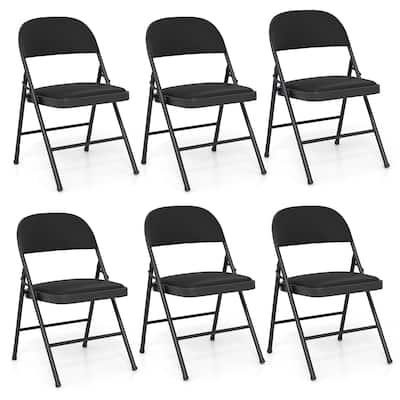 Gymax 6PCS Folding Chairs w/ Metal Frame PVC Leather Stackable Chairs