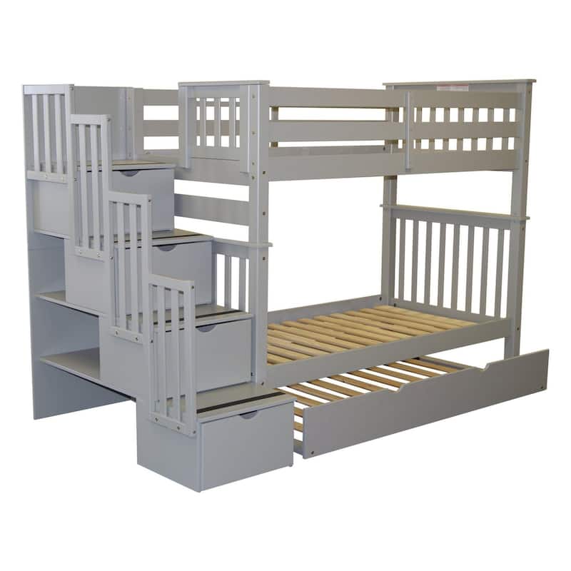 Taylor & Olive Trillium Tall Twin over Twin Stairway Bunk Bed, Trundle