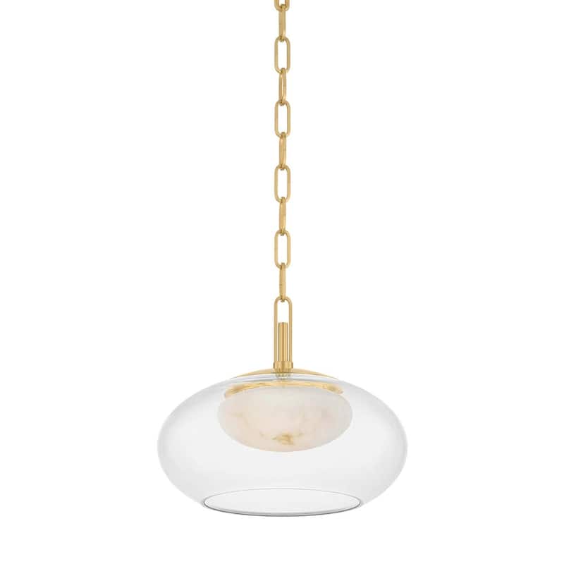 Hudson Valley Lighting 9014 Moore 12" Wide LED Pendant with Glass and - Aged Brass