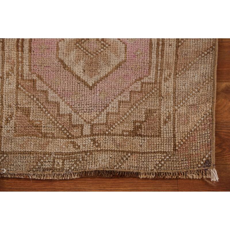 Hand Knotted Oriental 100% Wool Carpet Transitional Geometric Purples Anatolian Area Rug - 2' 11'' X 1' 9''