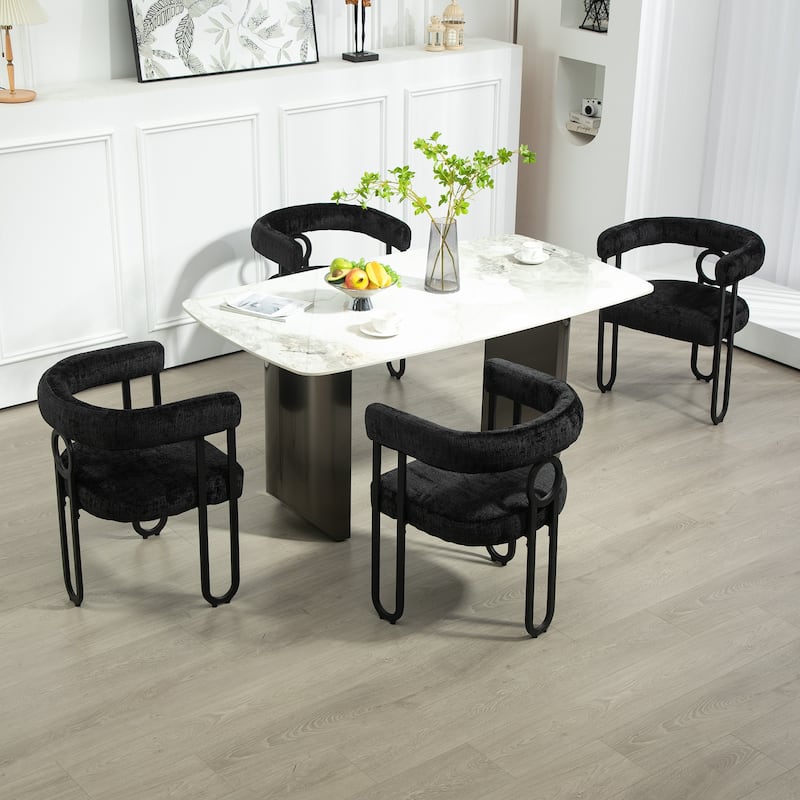 Contemporary Chenille Fabric Upholstered Accent/Dining Chair/Barrel Side Chairs Kitchen Armchair for Living Room set of 1