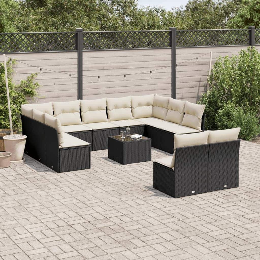vidaXL Garden Sofa Set Black - 21.7 x 21.7 x 14.6