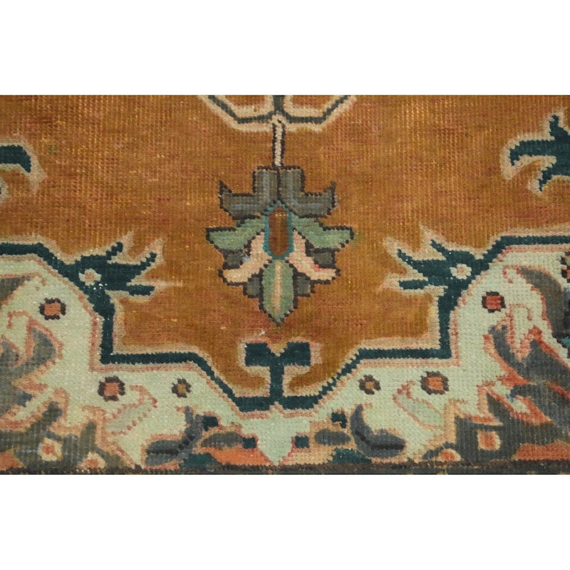 Hand Knotted Oriental 100% Wool Carpet Traditional Medallion Oranges & Rust Tabriz Area Rug - 5' 2'' X 3' 7''