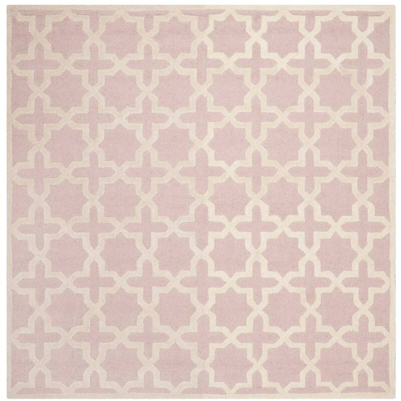 SAFAVIEH Handmade Cambridge Remedios Geometric Wool Rug - 6' Square - Light Pink/Ivory
