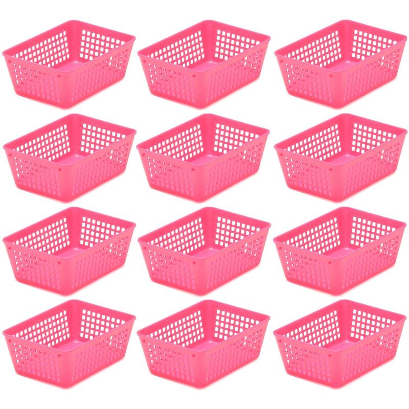 12-Pack Plastic Storage Baskets for Office Drawer, Classroom Desk