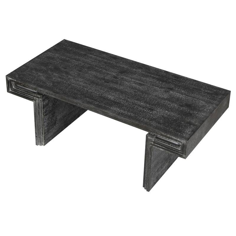 American Vintage Industrial Coffee Table, Premium Reclaimed Wood Texture Rectangular Design