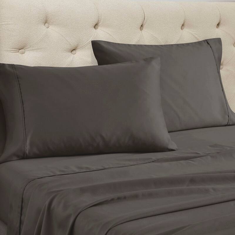 Superior Cotton Blend Solid 1500 Thread Count Deep Pocket Bed Sheet Set - Charcoal - 4PC Set - Twin XL