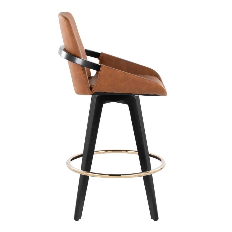 Carson Carrington Pugo Fixed-Height Counter Stool with Black Wood Base (Set of 2)