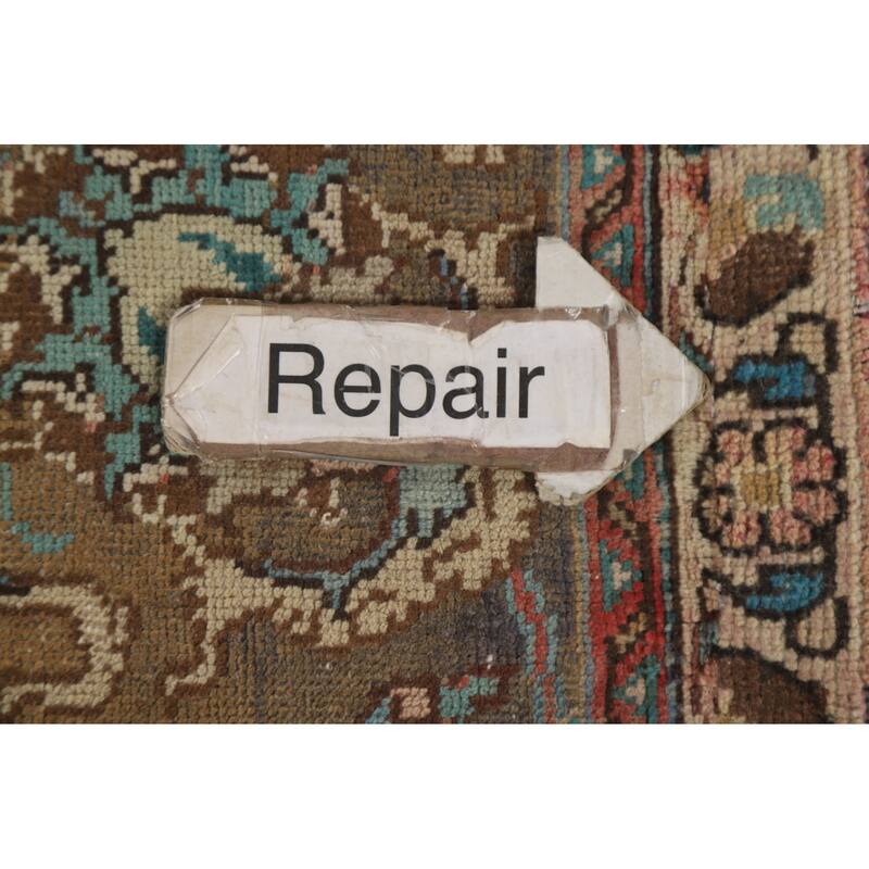 Hand Knotted Oriental 100% Wool Carpet Traditional Floral Pink Tabriz Area Rug - 12' 7'' X 9' 9''