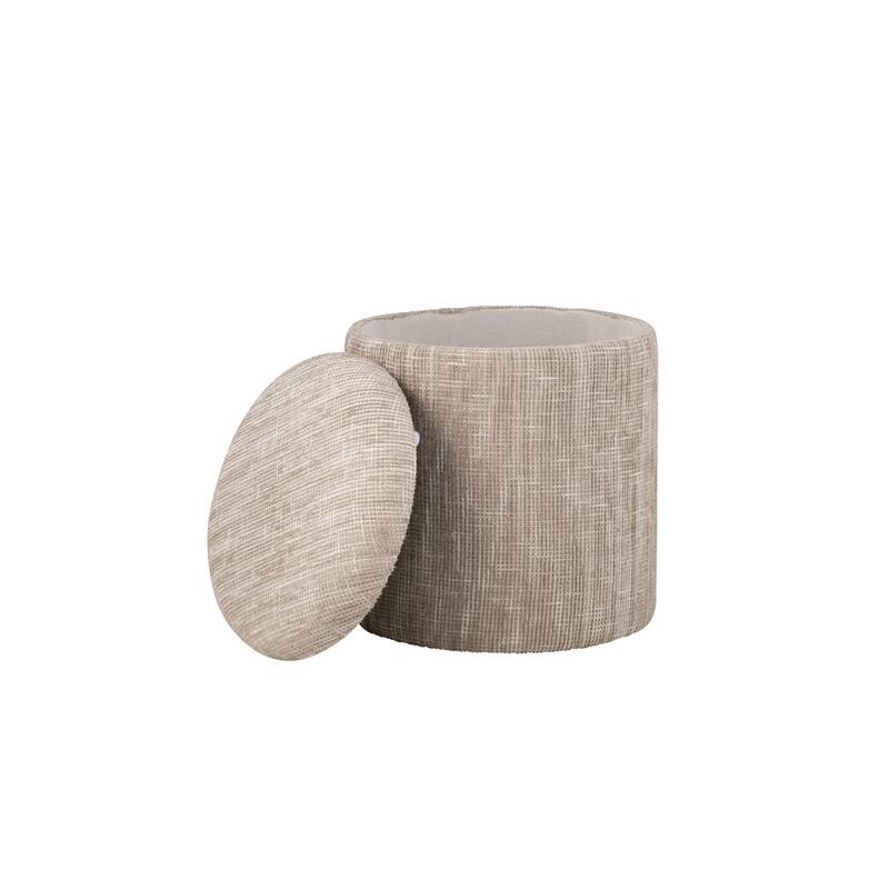 Handwoven Fabric Storage Ottoman - Ivory