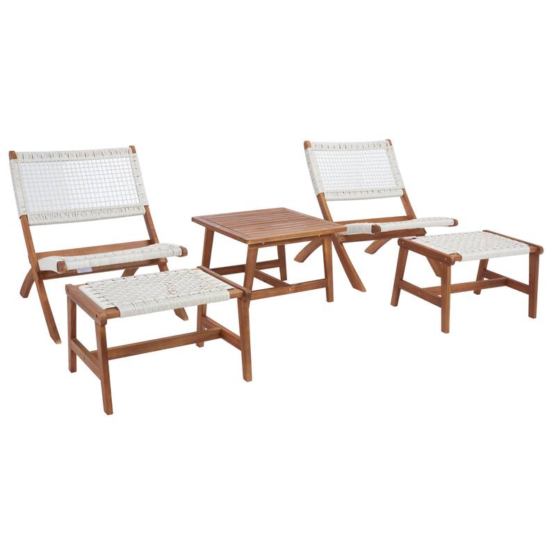 SAFAVIEH Lissy Acacia/ Rope Outdoor Chair & Table Set - 24W x 28D x 31H