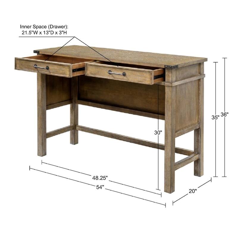 Roomfitters 54" Solid Wood Occasional Table, Reclaimed Wood Console Counter Table for Entryway Living Room, Reclaimed Natural
