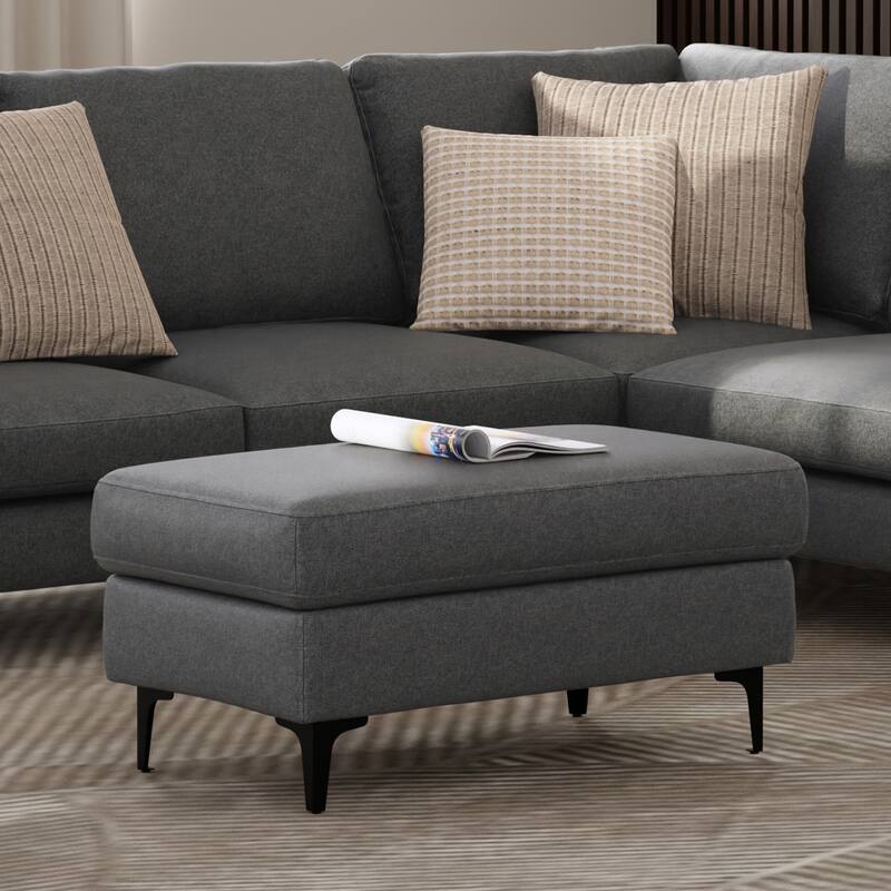 WYNDENHALL Lana Ottoman in Tightly Woven Performance Fabric - Pebble Grey
