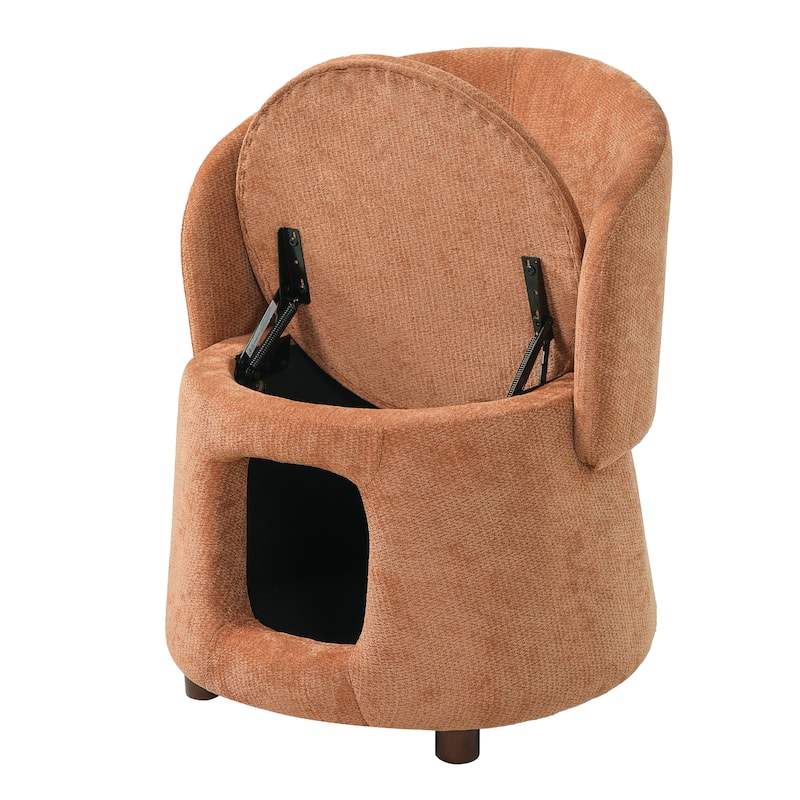 Christopher Knight Home - Modern 2-in-1 Acacia Upholstered Accent Chair with Hidden Pet-Friendly Nook & Convertible Storage Seat