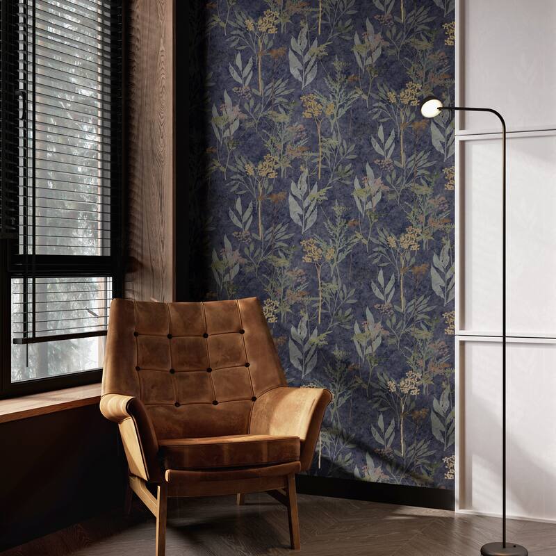 Solstice Navy Copper Wallpaper