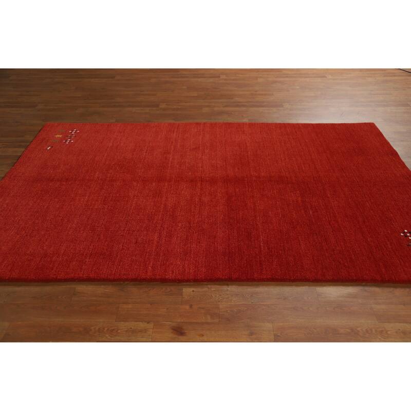 Orange Gabbeh Indian Area Rug Hand-Knotted Oriental Tribal Wool Carpet - 4'11" x 7'10"
