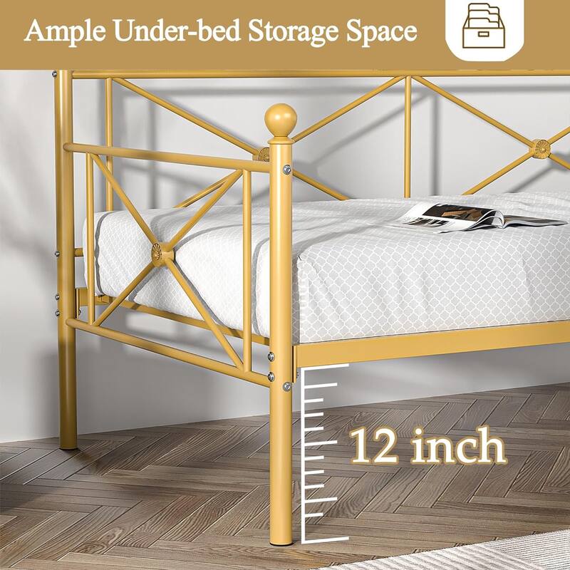 VECELO Twin Daybed with Headboard Sofa Bed Platform Mattress Foundation for Living Room Guest Room Easy Assembly