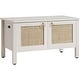 preview thumbnail 4 of 14, Boho Farmhouse Rattan Shoe Bench with Hidden Storage - Safety Hinged Lift Top Chest for Hallway & Living Room - 1-Piece