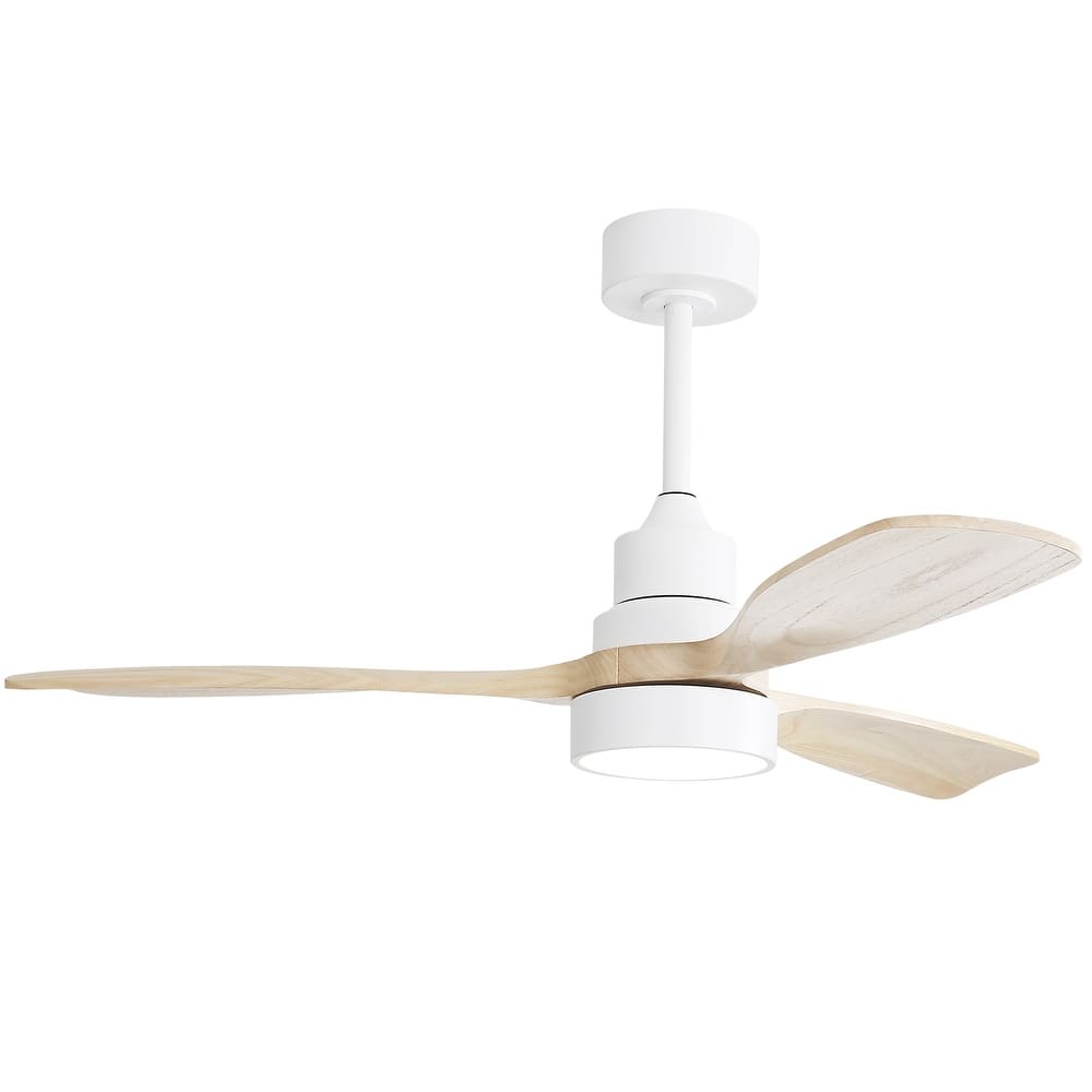 Sofucor 48 Inch Ceiling Fan with Light and Remote,Solid Wood Blades Low Profile,Smart Optional Work with Alexa/Google/App