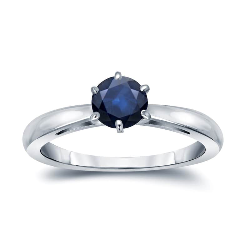 Auriya 14k Gold Blue Sapphire Solitaire Engagement Ring 1/3ct TGW - 10 - White - White