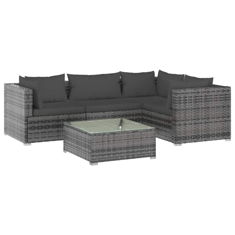 vidaXL Patio Lounge Set Outdoor Sectional Sofa Set Table Garden Poly Rattan
