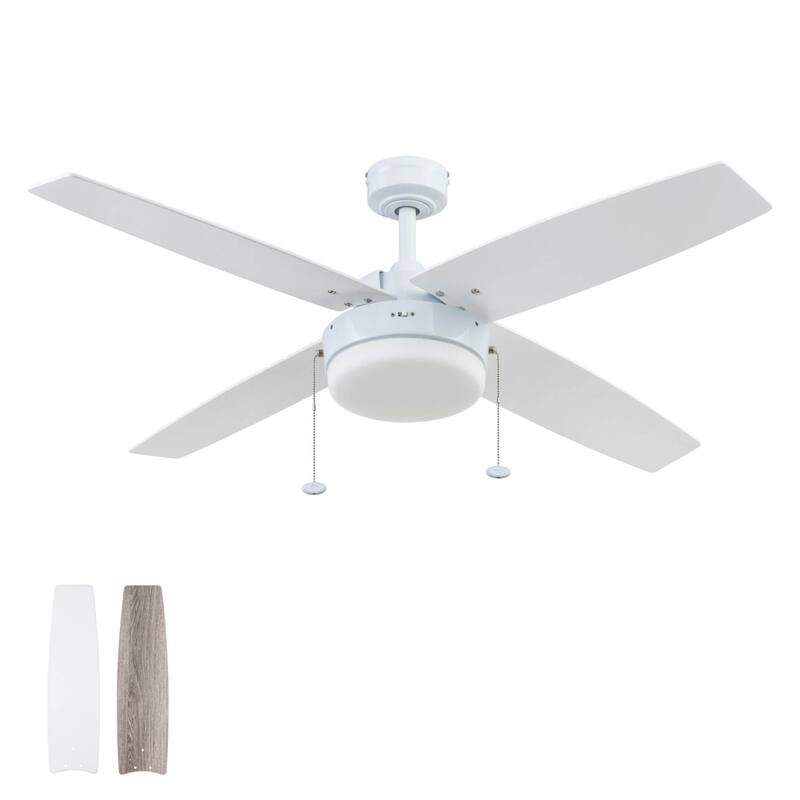 52" Prominence Home Memphis Bright White Contemporary Indoor LED Ceiling Fan with Light, Pull Chain