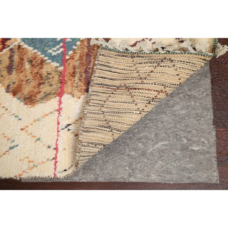 Geometric Oriental Moroccan Wool Area Rug Hand-knotted Tribal Carpet - 5'11" x 9'1"