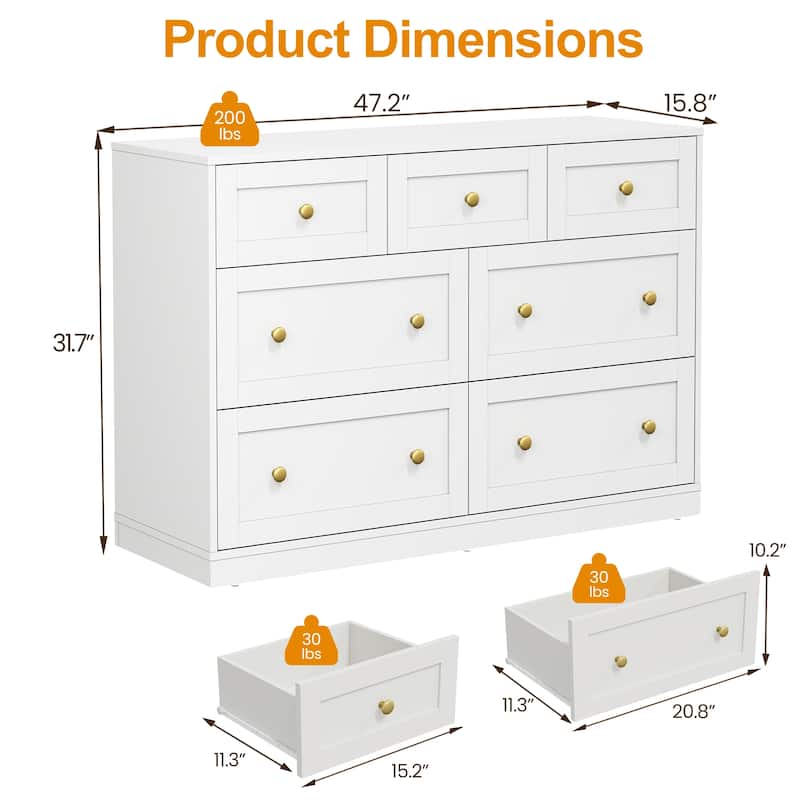 White 7-Drawer Dresser