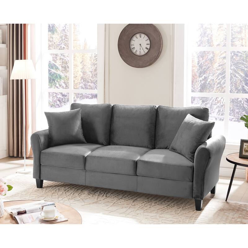 Velvet Couch with 2 Pillow Living Room Furniture 3 Seater Sofa