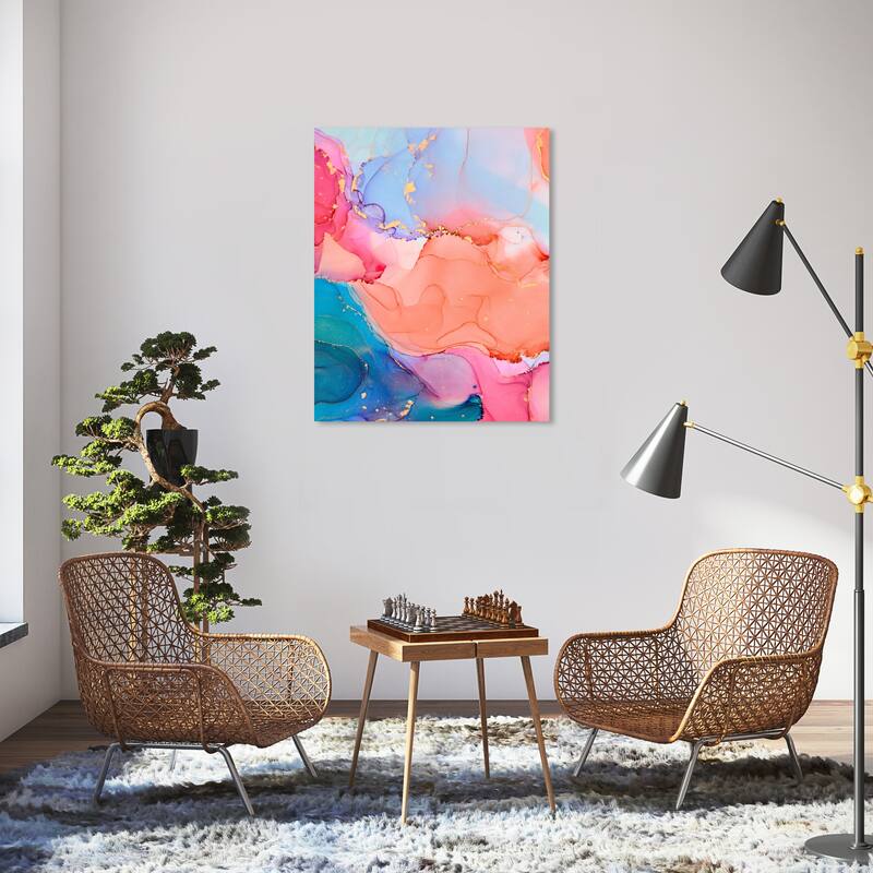 Wynwood Studio Canvas Abstract Moon Color Inks II Orange and Glam Wall Art Canvas Print - 36 x 30