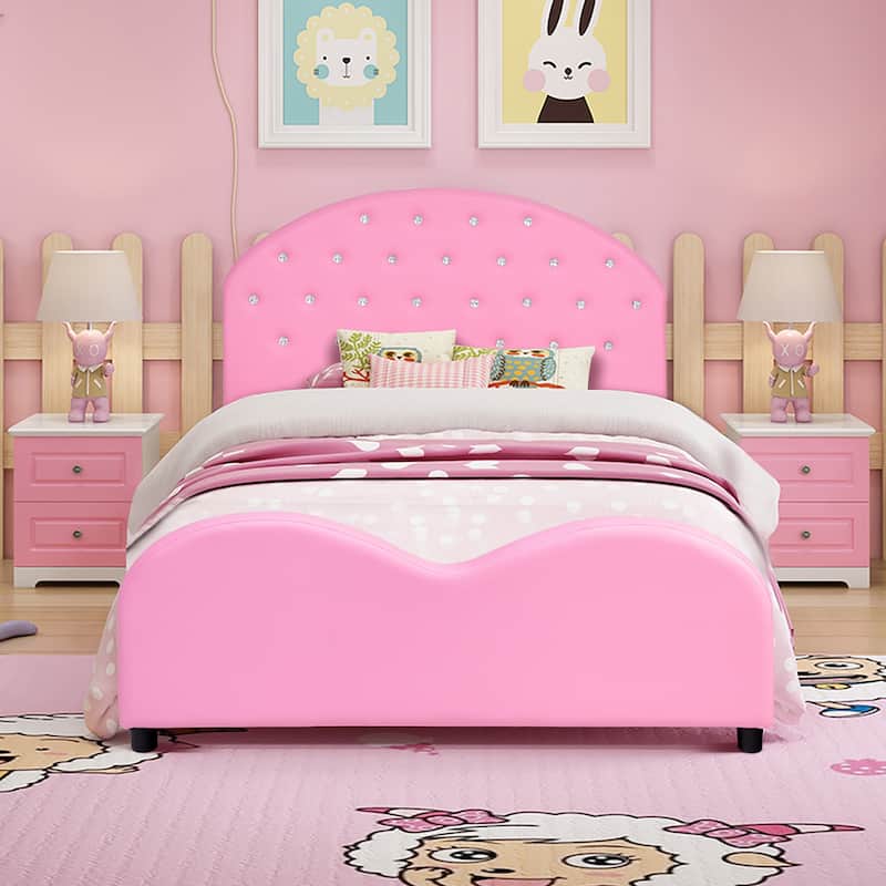 Kids Bed Upholstered Platform Bed Princess Bedroom Furniture
