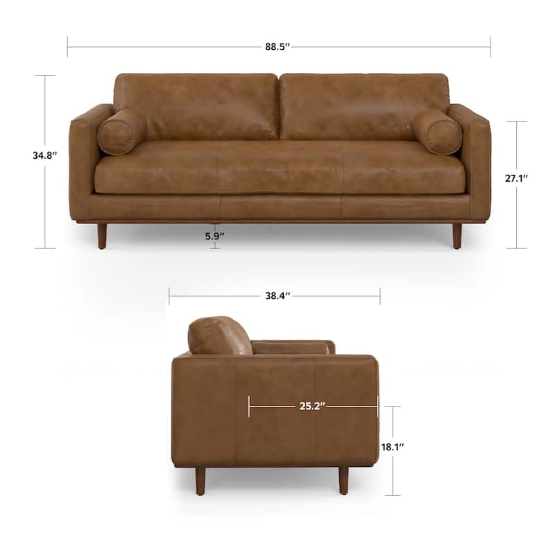 WYNDENHALL Brixley 89 inch Wide Mid-Century Modern Sofa - 88.8" W x 38.25" D x 34" H 