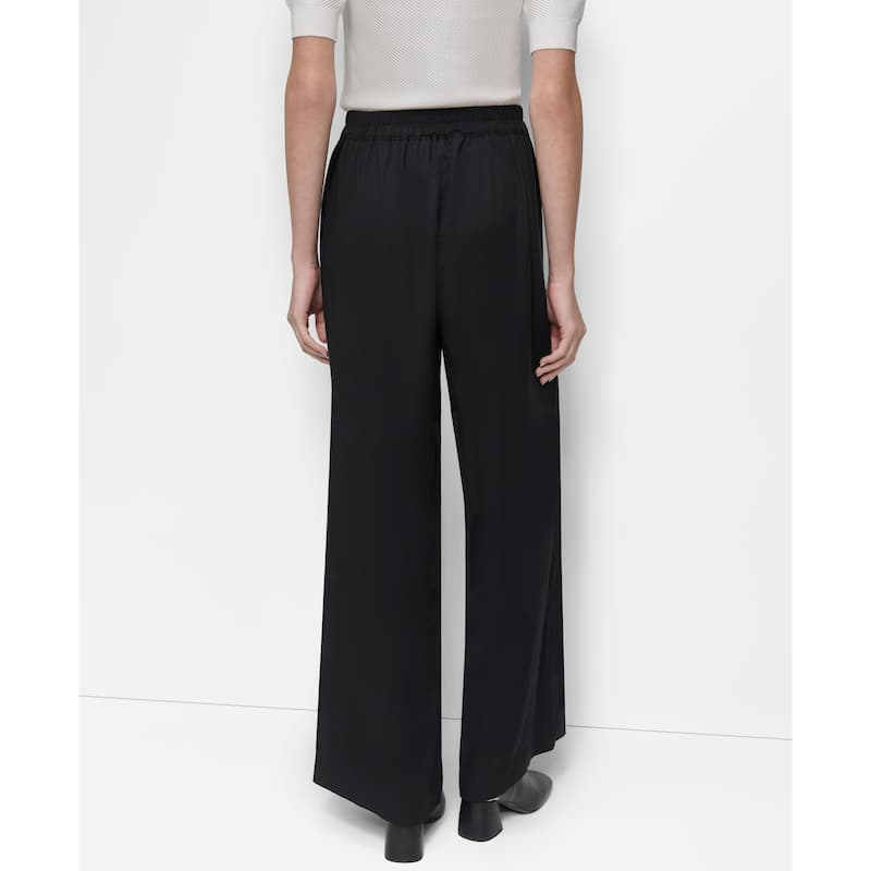 DKNY Pull On Wide Leg Twill Trousers - Black - XL