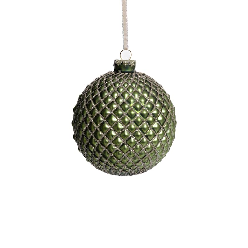 Metallic Matte Glass Ball Christmas Ornaments, Set of 6, 4" - Green