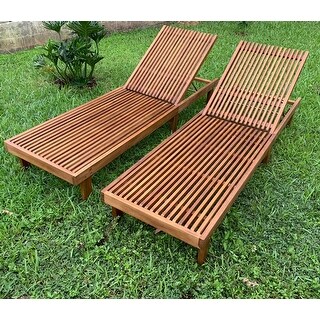 Nadine Outdoor Adjustable Wood Chaise Lounge (Set of 2) by Christopher Knight Home