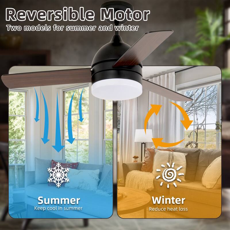 48 Inch 6 Speed Ceiling Fans, Remote LED Integrated Ceiling Fan Lighting with Quiet Reversible DC Motor