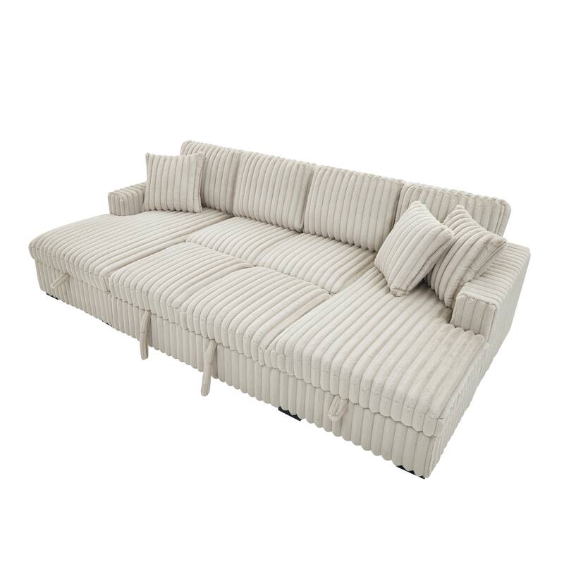 Roomfitters Oversized U Shaped Sleeper Sofa with Pull Out Bed, Modular Sectional Couch with Storage Chaise, Khaki