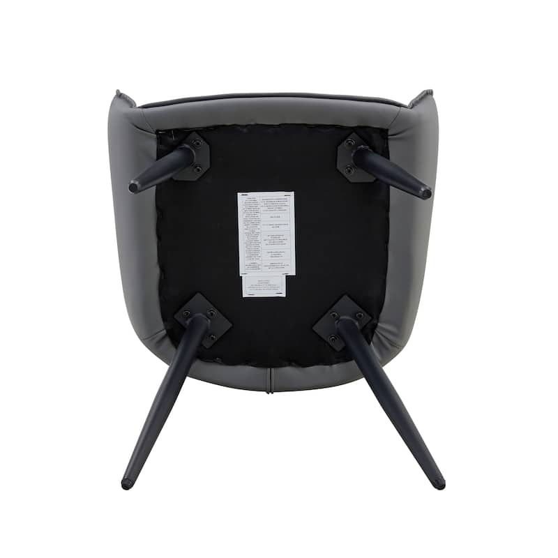 Set of 2 Side Chair Dining Chair Kitchen Chair Leather Chair Flat Back Upholstered Chair Dark Gray Chair