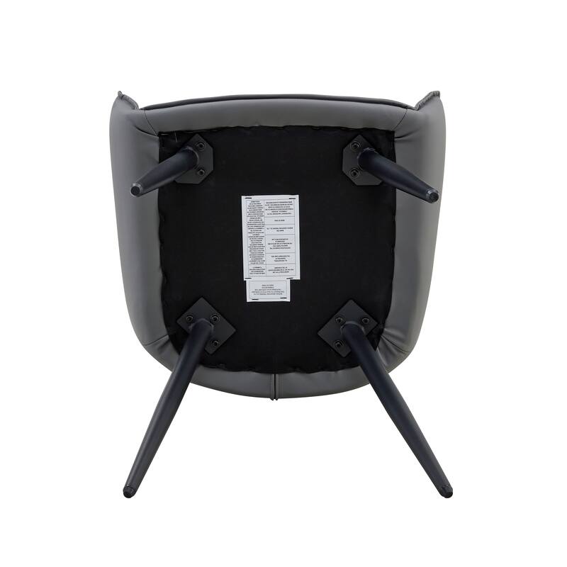 Set of 4 Side Chair Dark Gray Dining Chair Kitchen Chair Simple Leather Chair Flat Back Upholstered Chair