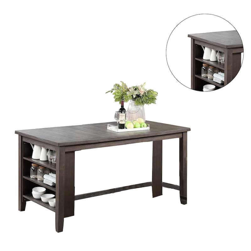 Counter Height Table with Side Storage in Espresso