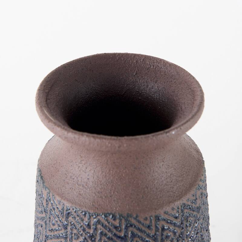 Sefina III Large Brown/Black Patterned Ceramic Vase - 7"W x 7"D x 11"H