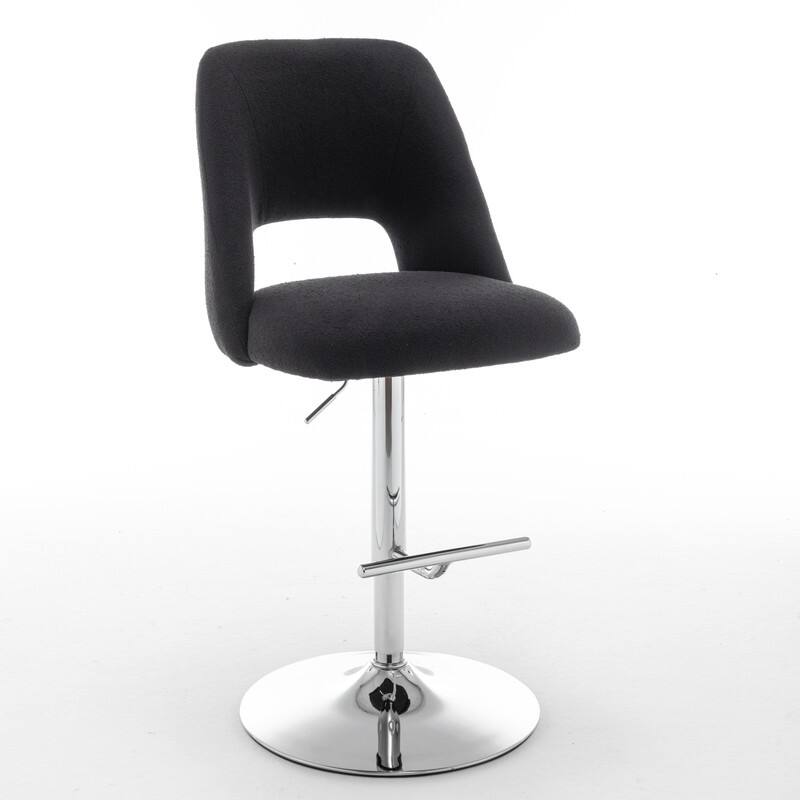 Best Quality Furniture Adjustable Textured Fabric Barstools with Chrome Finish Base (Set of 2)