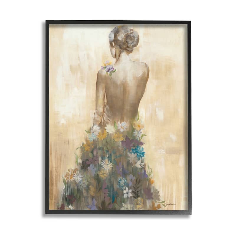Stupell Nude Female Body Soft Tone Flower Dress Framed Wall Art - Multi-Color